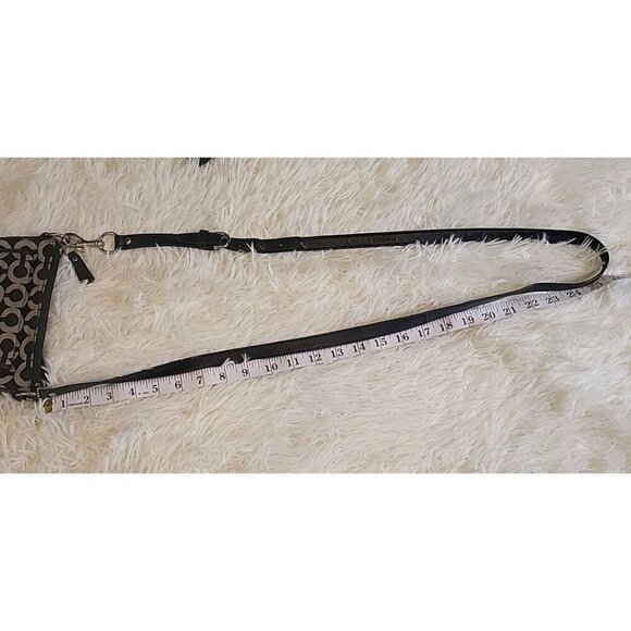 COACH Signature Kristen Canvas Black Gray Crossbody Handbag Silver Hardware - Picture 9 of 12